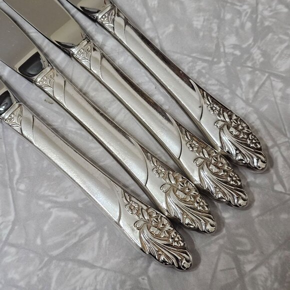 Oneida Silverplate Evening Star Dinner Knives 9" set-4 vintage 1950s - Picture 7 of 10